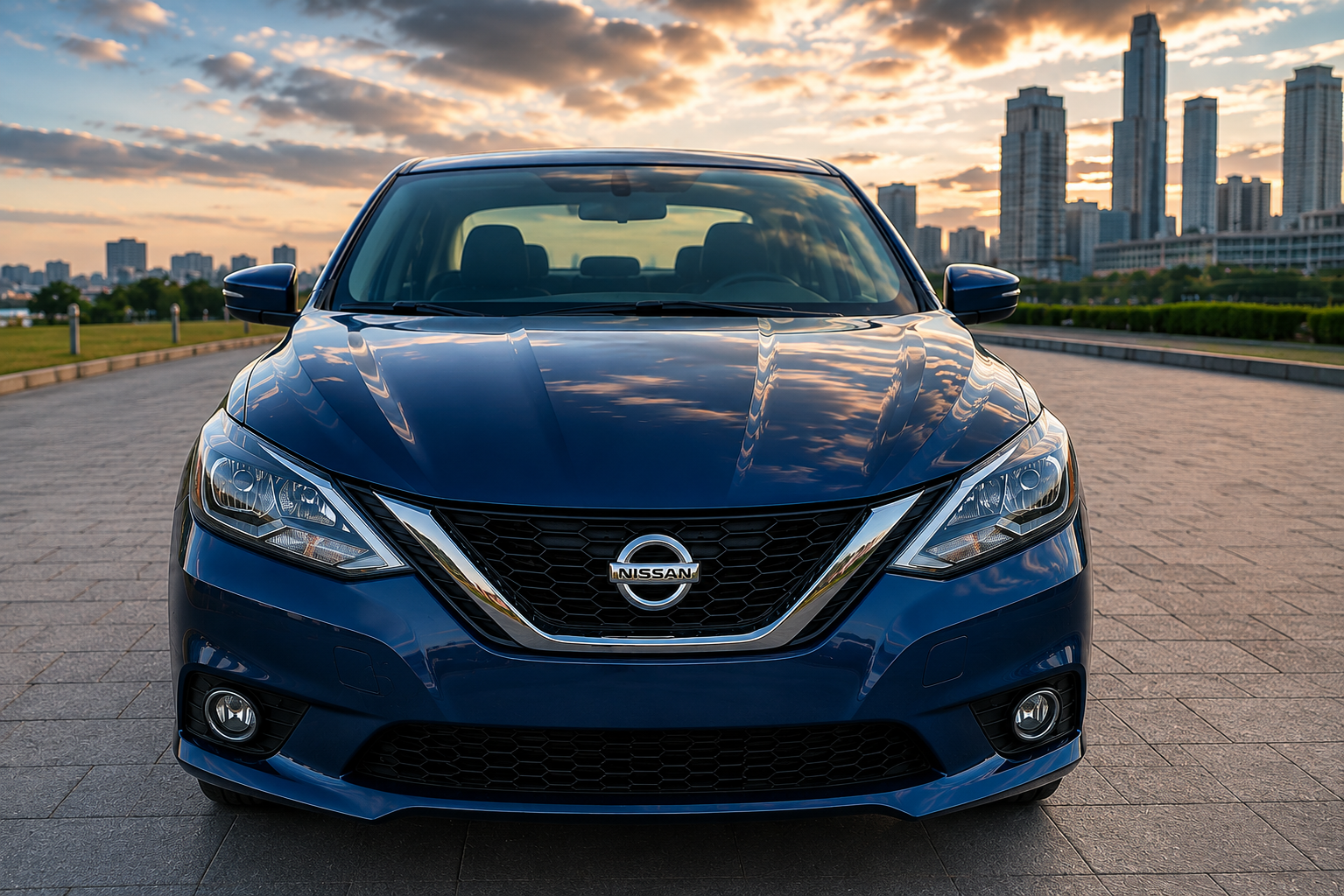 Automóvil Nissan azul para servicio de turismo